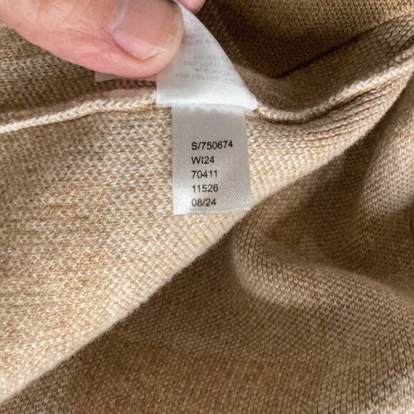 LOFT Tan & White Checkered Pullover Sweater – Size Medium– Soft Knit - Picture 6 of 9